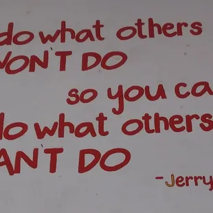 Walls are painted with inspirational quotes!