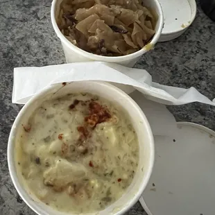 Potato salad, cabbage