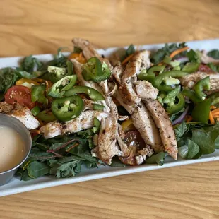 Grilled chicken salad with apple cider vinaigrette