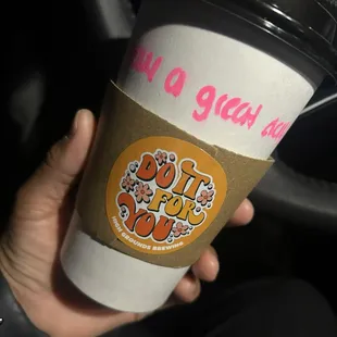 Hot Brown sugar cinnamon Latte with oatmeal and one extra shot of