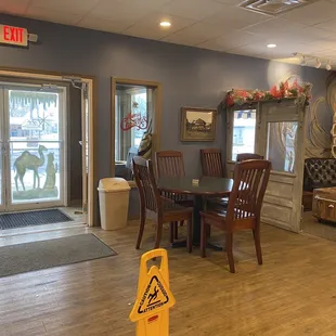 the entrance to the restaurant