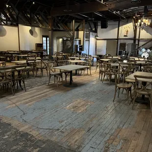 Brewery seating where bands play on the weekend