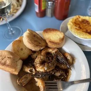 Cajun BBQ shrimp and pimento cheese grits