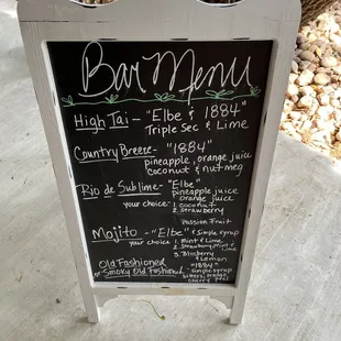 Bar menu