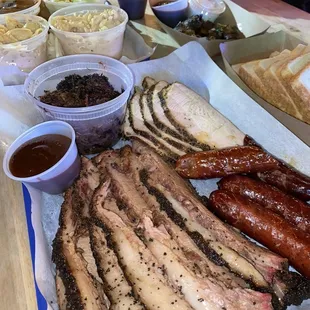 Smoked brisket, turkey, sausage and barbacoa