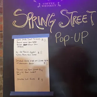 Spring Street pop-up menu - they&apos;re comin&apos; back, baby!