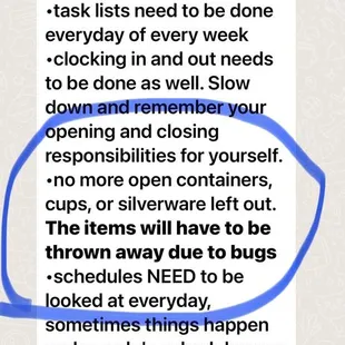 admitting they have a cockroach problem