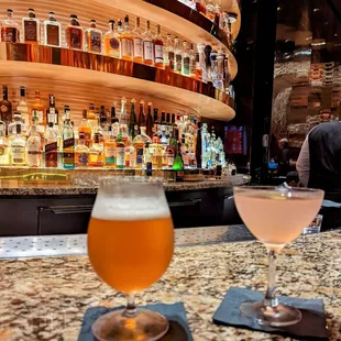 two cocktails on the bar