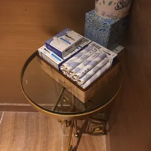 Complimentary women's restroom offerings