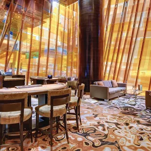 the interior of a modern hotel