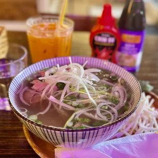 Beef Pho and Thai Ice Tea