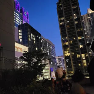 a view of a city at night