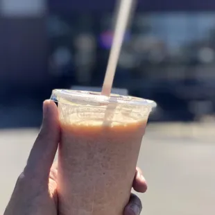 Fruit Smoothie, peach with a splash of strawberry