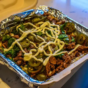 a tray of food on a table