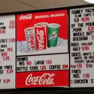 Menu board, order at counter or table service