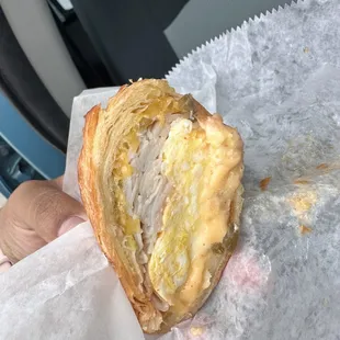 Croissant breakfast sandwich with Turkey