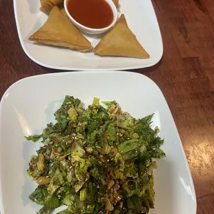 Samosas and Tea Leaf Salad