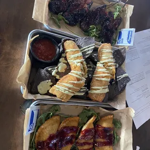 Bacon, coyote bites and duck bacon wontons