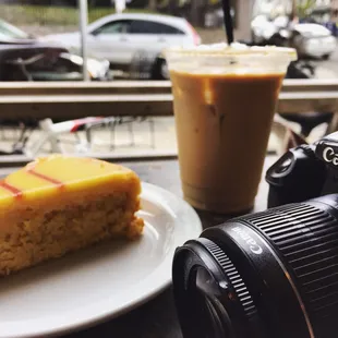 Lemon tart, cold brew, and a window seat? Made my day!