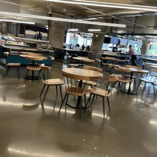 tables and chairs in a restaurant