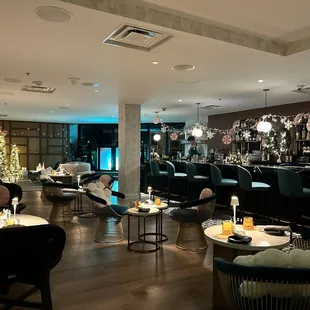 Bar area decorated for Christmas