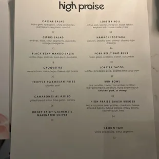 Food menu 11/23/24