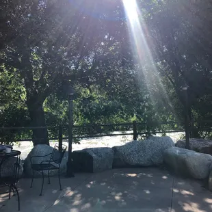 Patio next to the river.