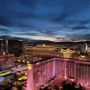 Vegas lights from above during sunset