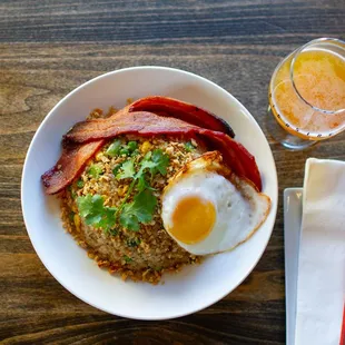 Garlic Butter Fried Rice with Bacon &amp; egg