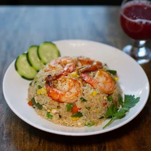 Egg Fried Rice with jumbo shrimp