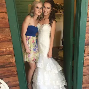 This is the small changing room! We waited up here until it was time for me to walk down! Here with my hair stylist!