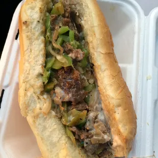 Cheese steak sandwich with freshly baked bread sourced locally