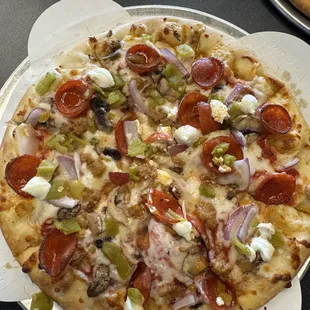 The High Society pizza was excellent.