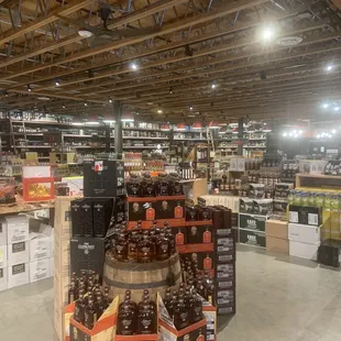 shelves of liquor in a store