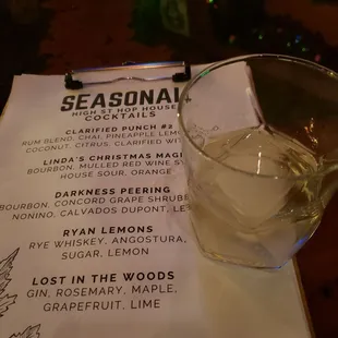 seasonal menu