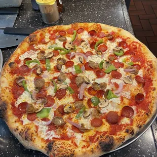 Great pizza- our favorite - "The Bad Beat" -