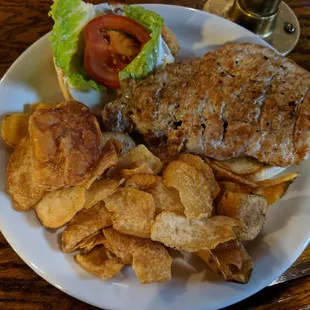 Delicious grilled tenderloin with homemade chips!