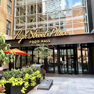 the entrance to the restaurant