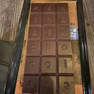 Dark Chocolate ( name is in the bar)