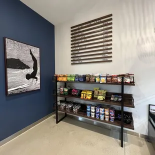 a shelf of snacks and snacks