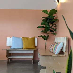 Corner Nook Seating Area in High Tide Coffee Laguna Niguel. Custom designed interior