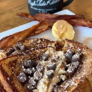 French toast, side of bacon, coffee