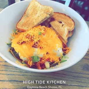 Morning Hash with White Toast