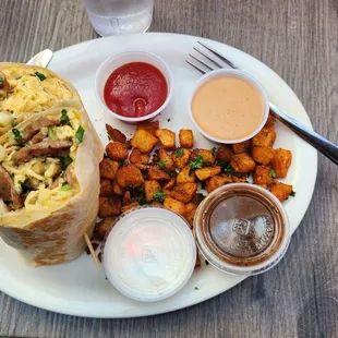 Breakfast Burrito with House Potatoes.