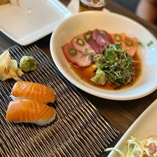 Salmon nagiri &amp; sashimi plate