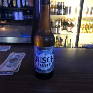 a bottle of busch light