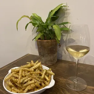 Furikake fries and champagne