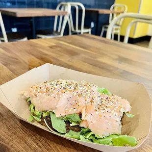 Avocado toast with lox - good breakfast option
