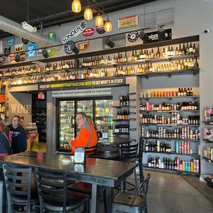 customers at a bar in a grocery store