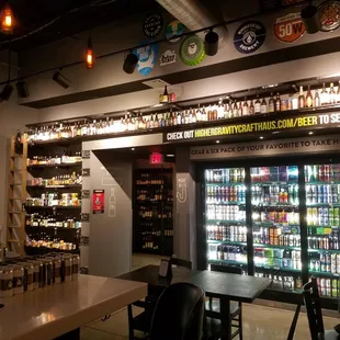 Larger selection of cans and bottles